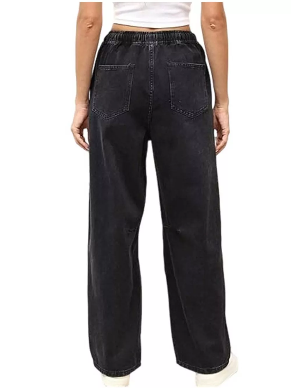 Elastic Waist Wide Leg Jeans, image 4