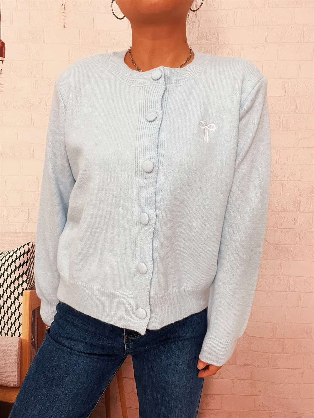 Button-Up Long Sleeve Cardigan, image 3
