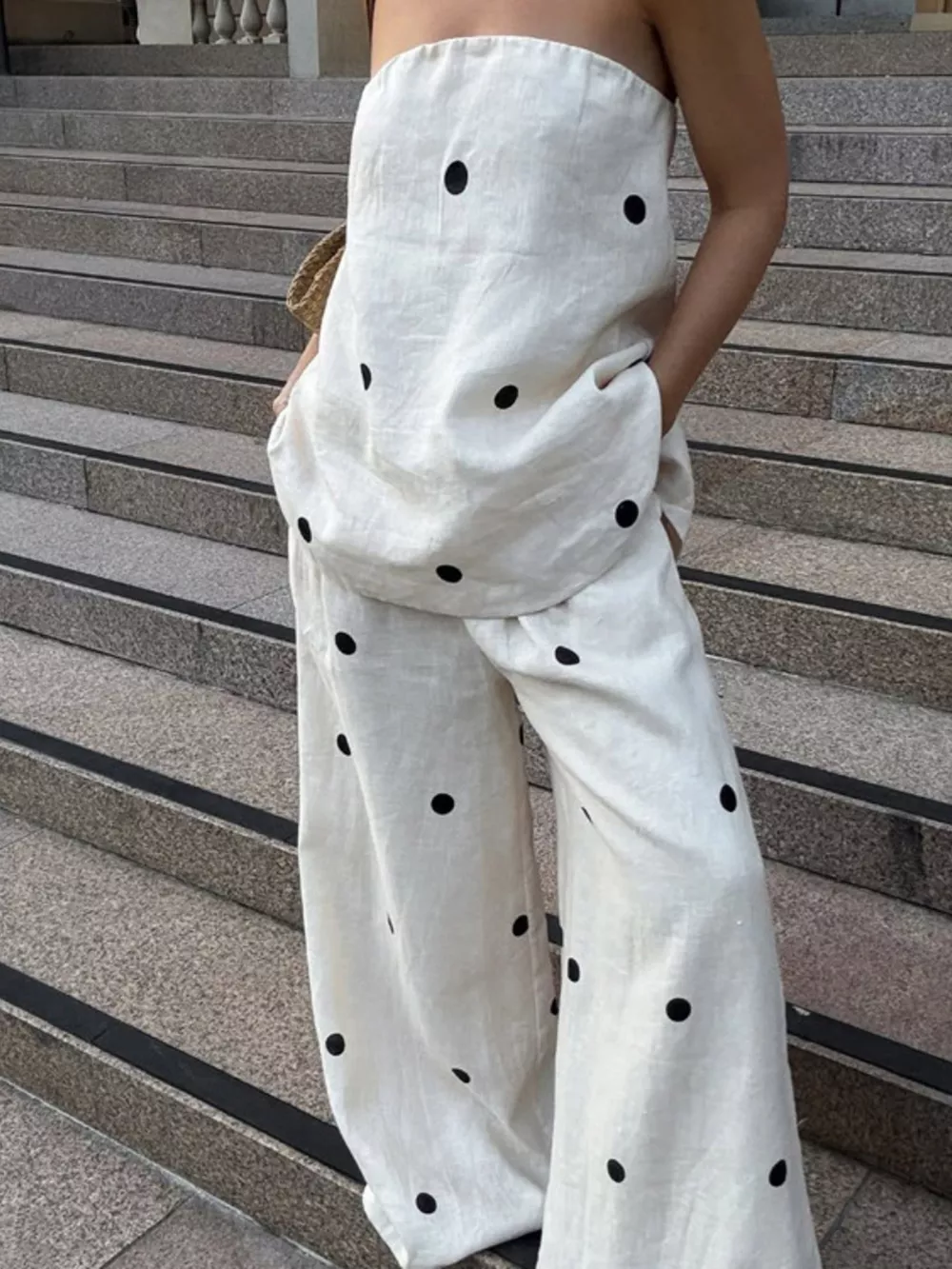 Polka Dot Tube Top and Pants Set