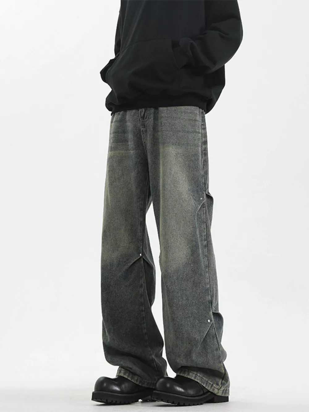 Men's Full Size Vintage Wash Wide Leg Jeans Plus Size, image 11