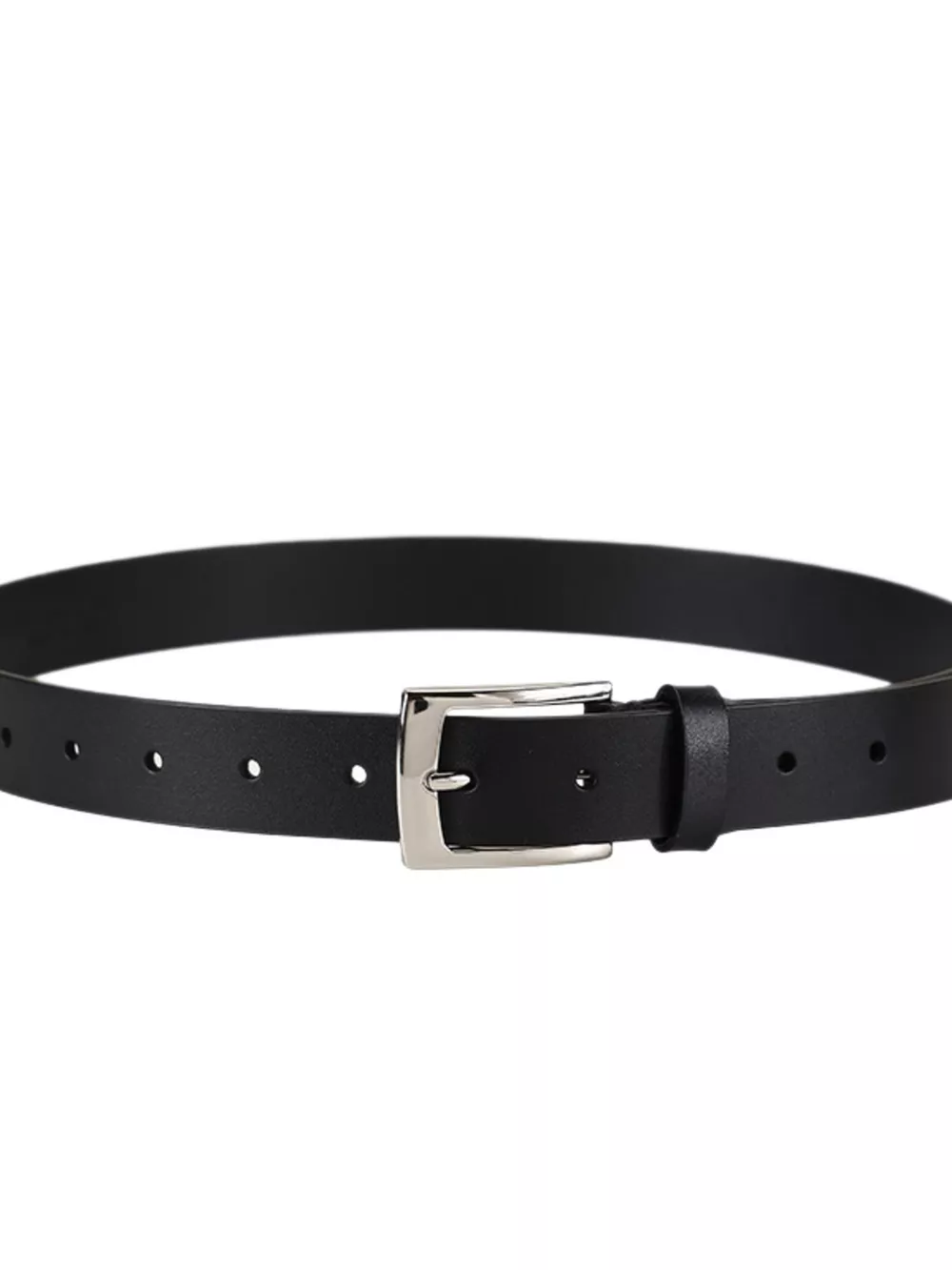 Classic Leather Belt with Buckle, image 4