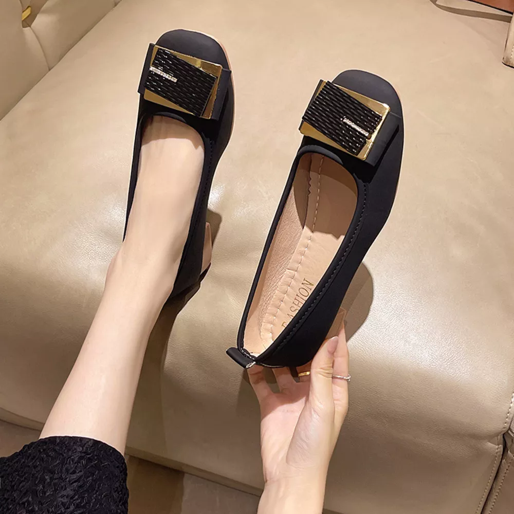 Round Toe Block Heels Slip-Ons
