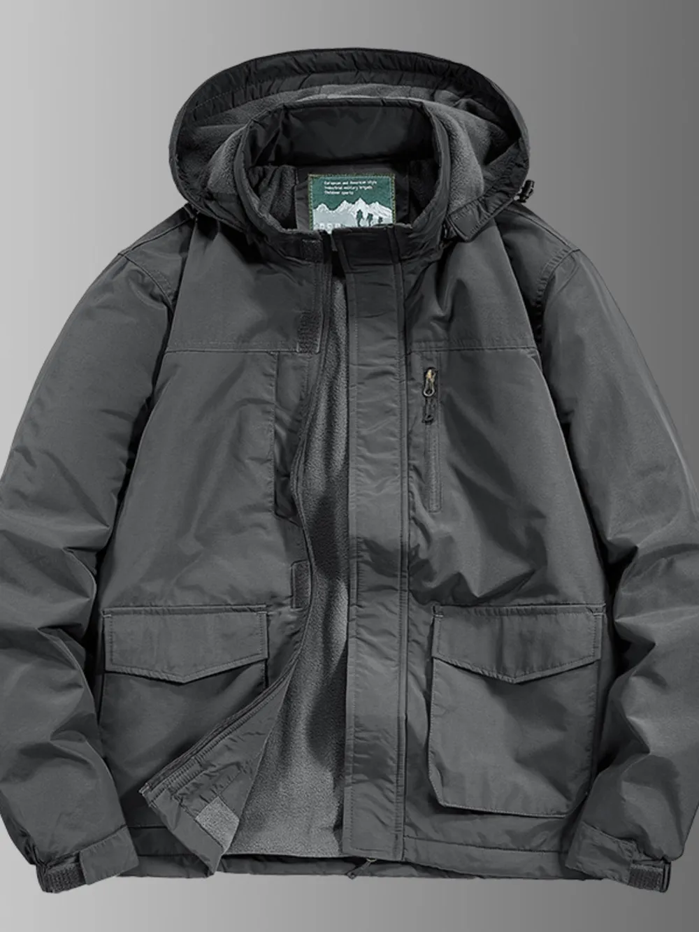 Men's Plus Size Waterproof Hooded Outdoor Jacket, image 2