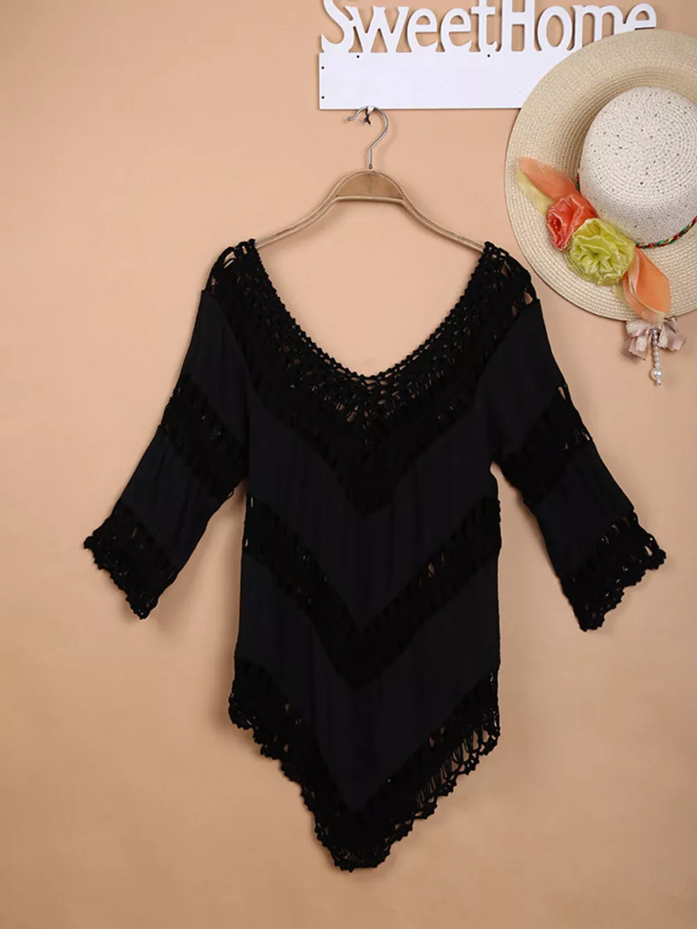 Crochet Trim V-Neck Cover Up, image 9