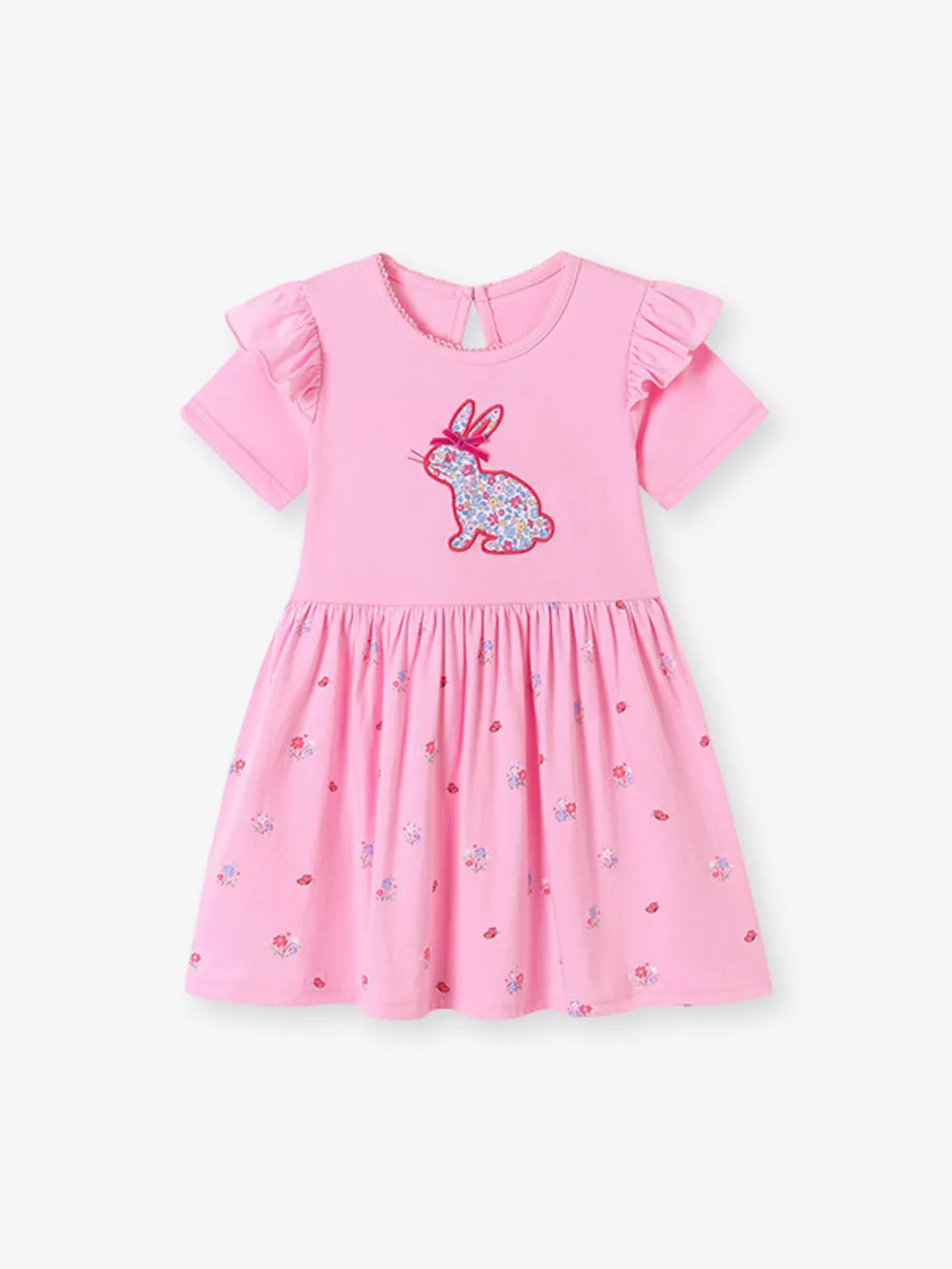 Children's Bunny Applique Ruffle Sleeve Dress, image 3