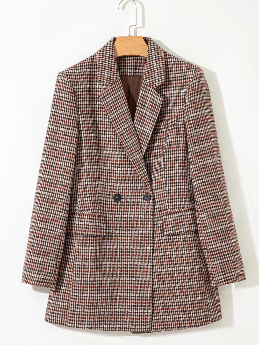 Houndstooth Lapel Collar Blazer, image 5