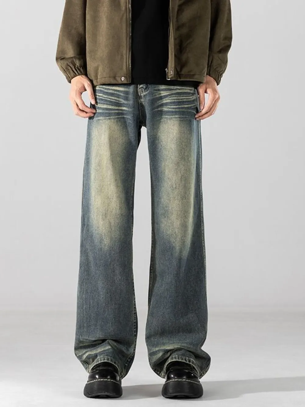 Men's Full Size Wide Leg Washed Jeans Plus Size, image 2