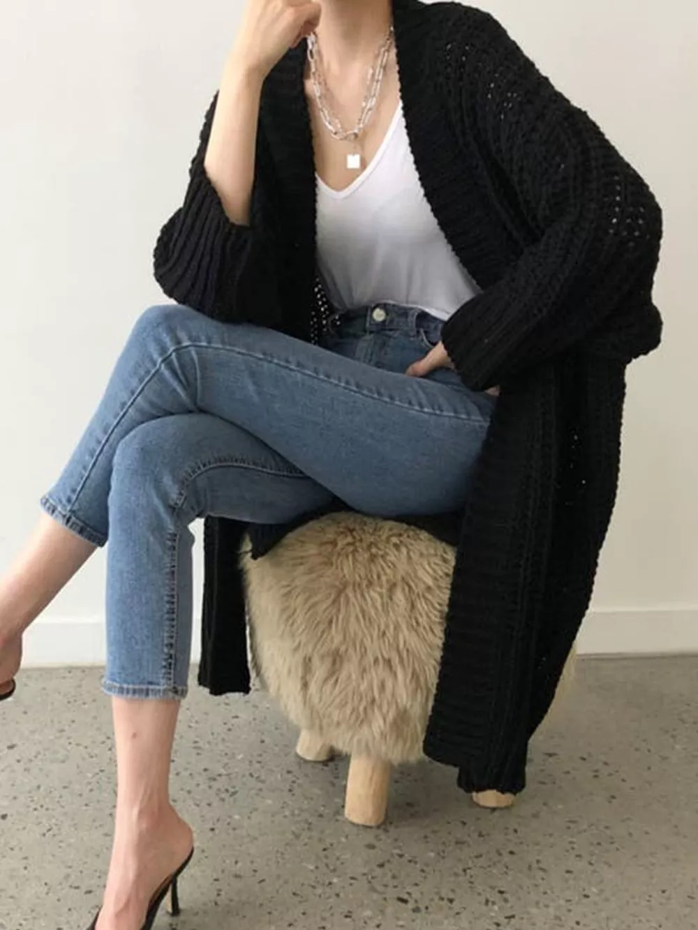 Chunky Knit Open Front Cardigan, image 7