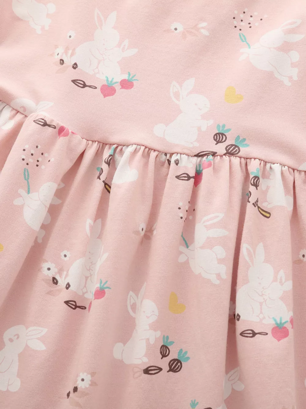 Children's Cute Bunny Print Flutter Sleeve Dress, image 4