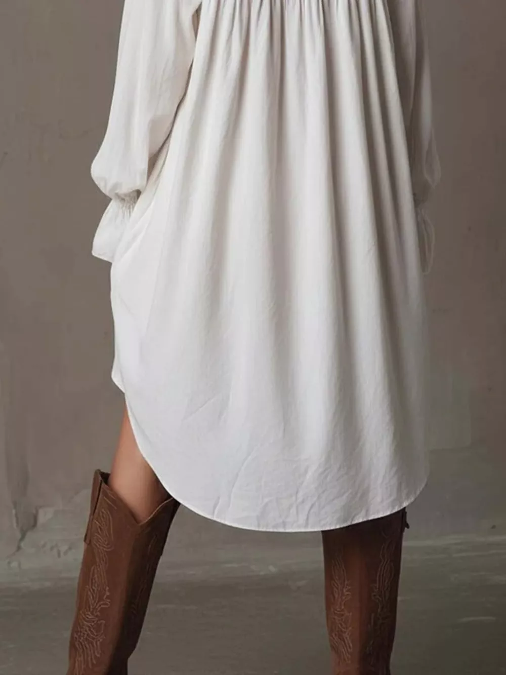 Embroidered High-Low Shirt Dress, image 5