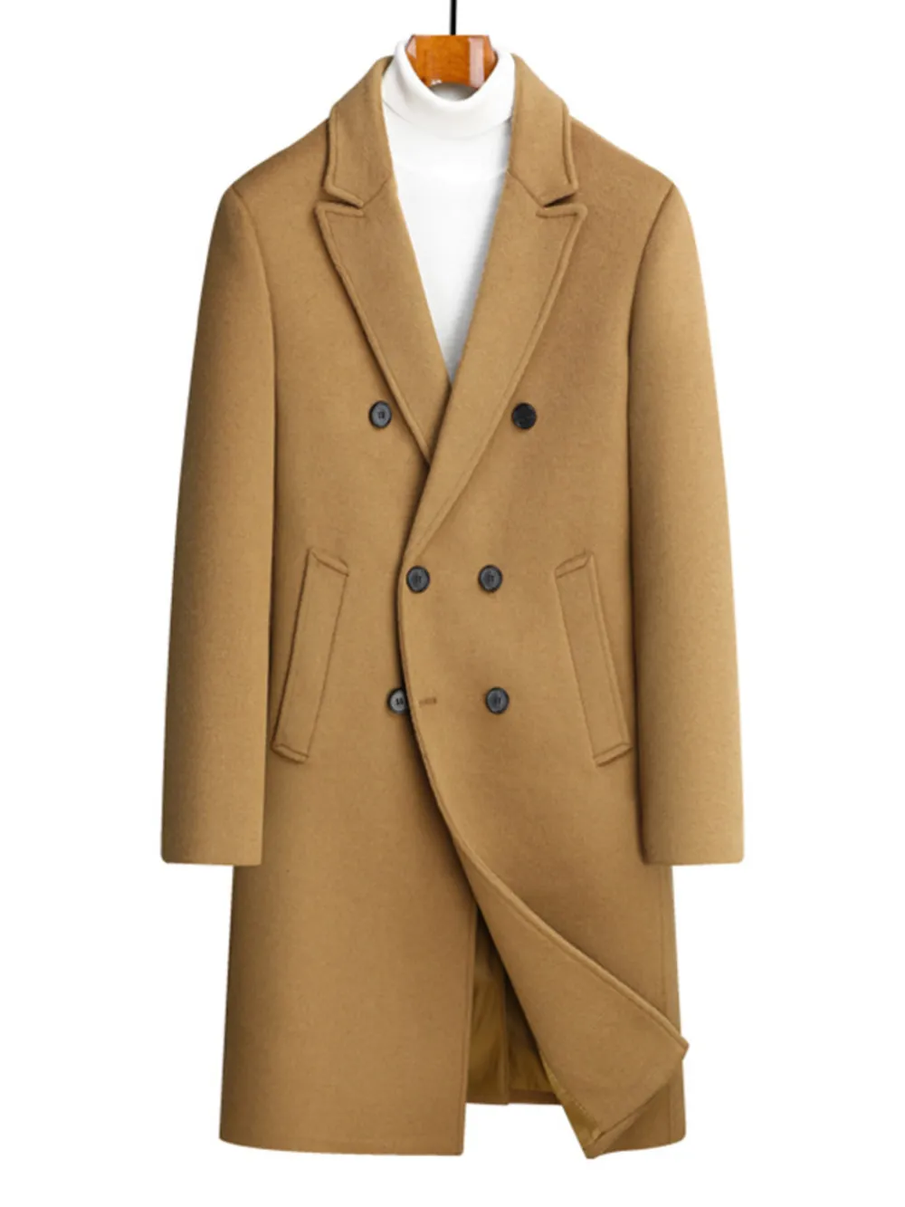 Men's Plus Size Double-Breasted Wool Overcoat, image 4