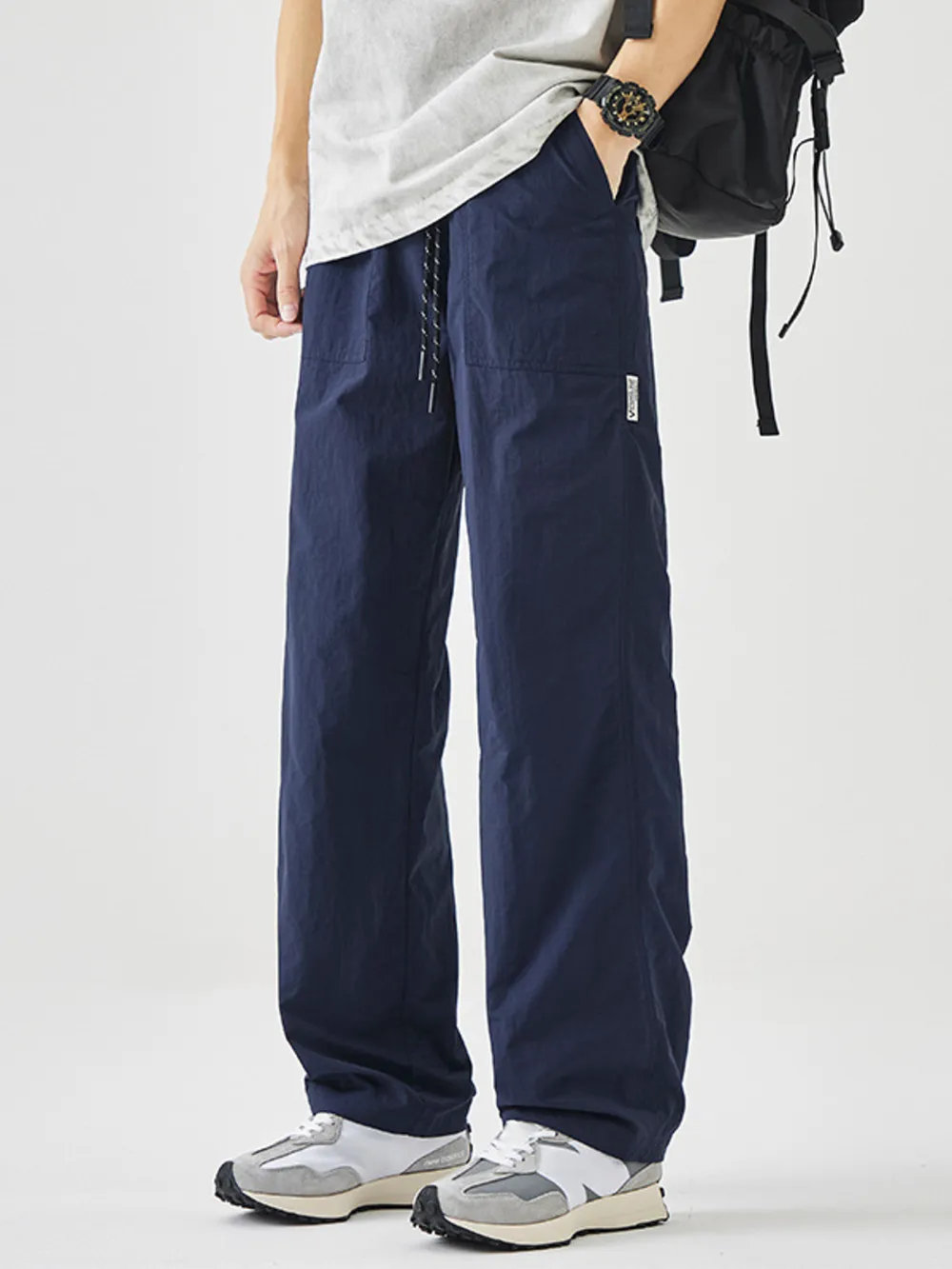 Men's Plus Size Drawstring Wide Leg Pants, image 4
