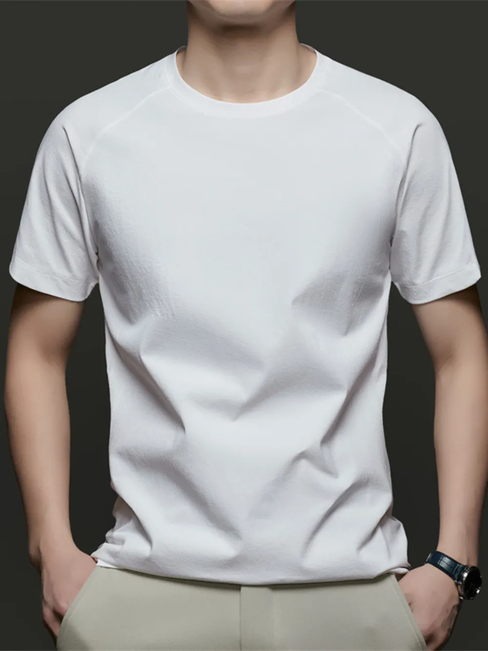 Men's Plus Size Round Neck Short Sleeve T-Shirt, image 2