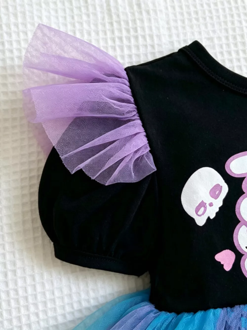 Children's Halloween Skeleton Graphic Tulle Tutu Dress, image 4