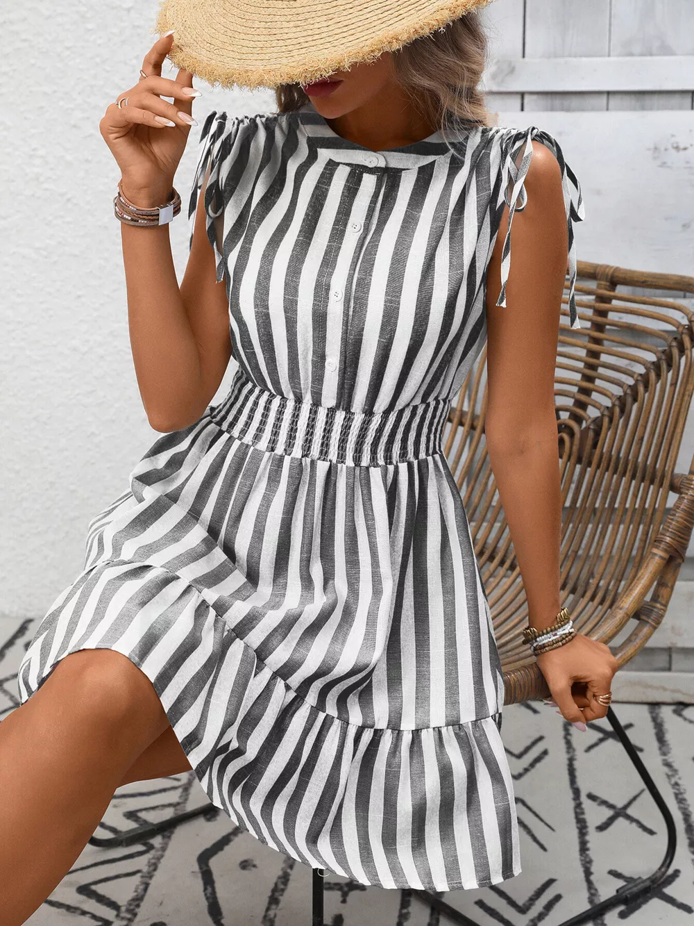 Striped Ruffle Hem Summer Dress, image 13