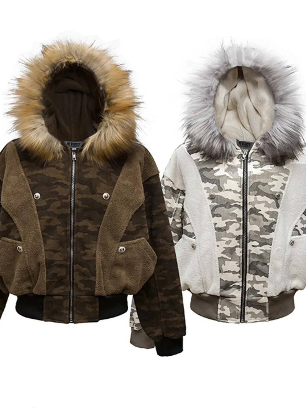 Men's Camouflage Faux Fur Hood Jacket, image 9