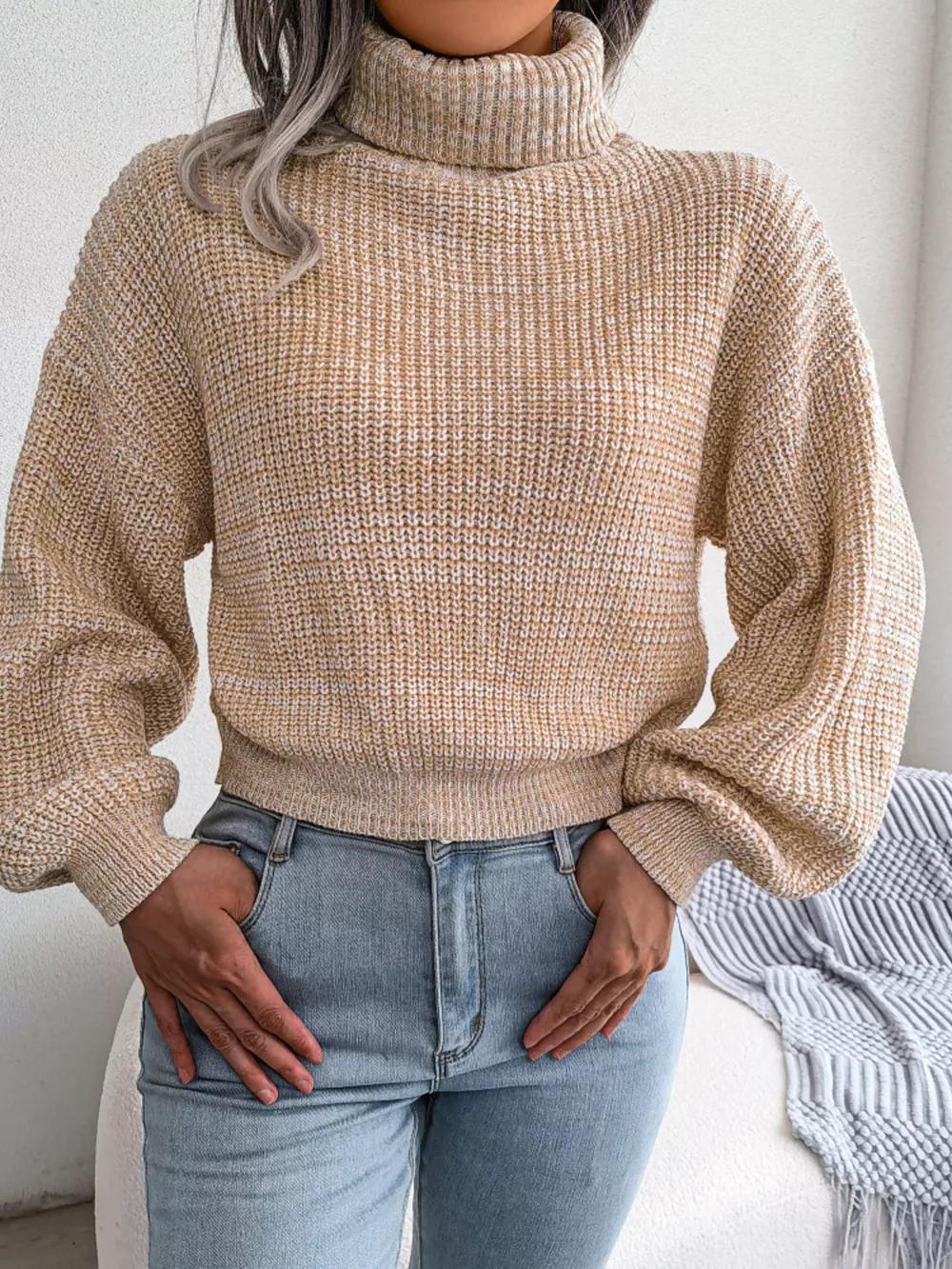 Turtleneck Dropped Shoulder Sweater, image 8