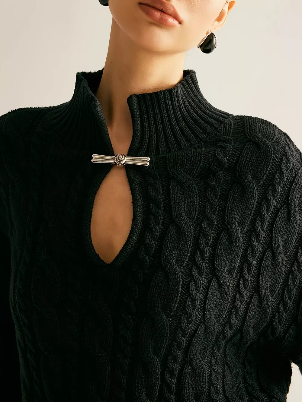 Keyhole Cable-Knit Sweater, image 5