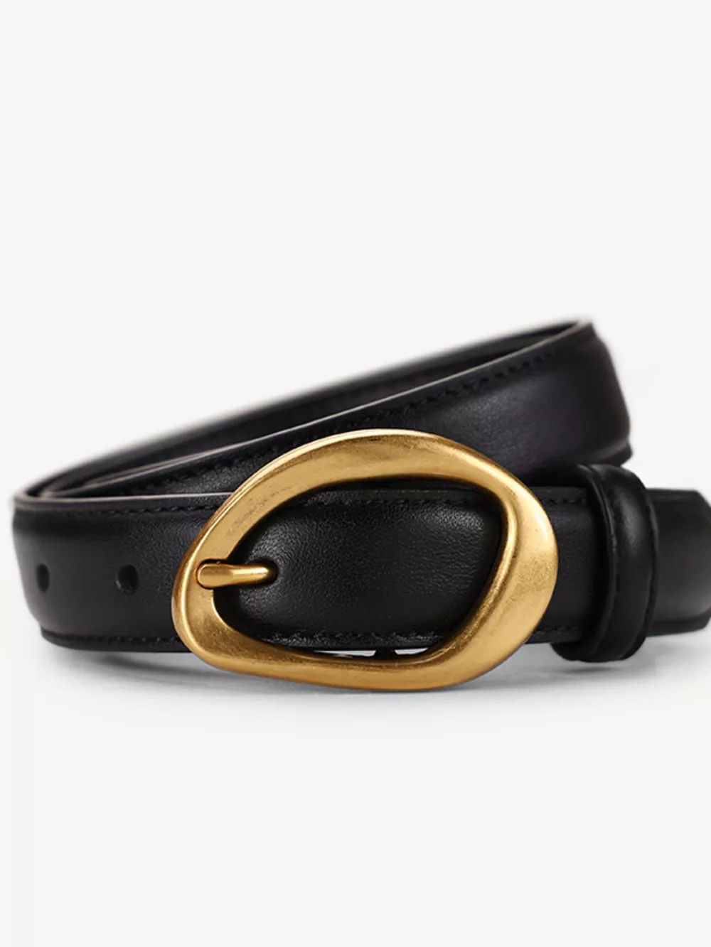 Golden Buckle Leather Belt