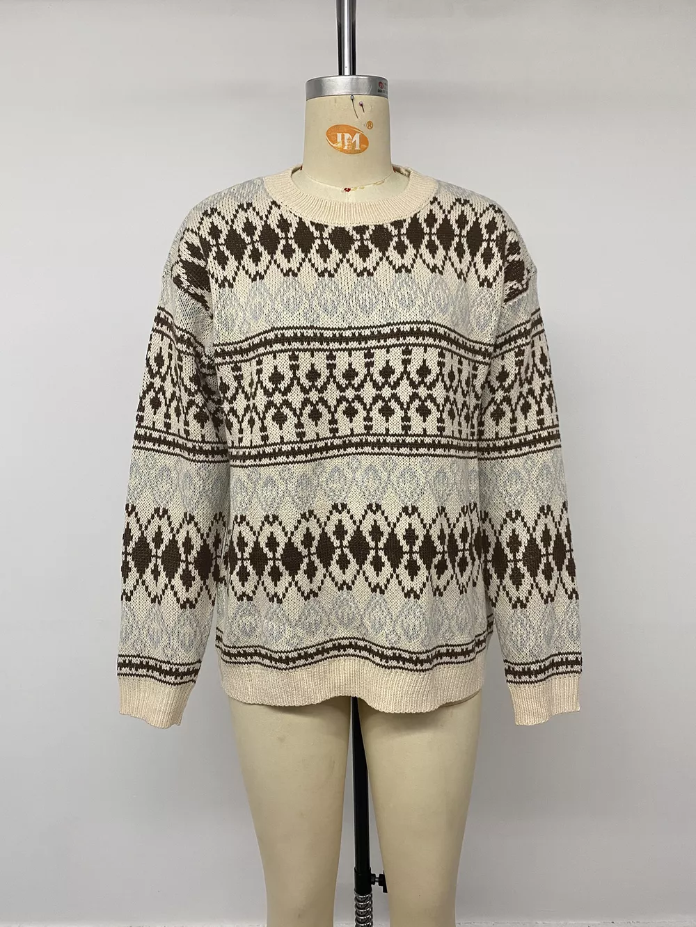 Fair Isle Pattern Crew Neck Sweater, image 12