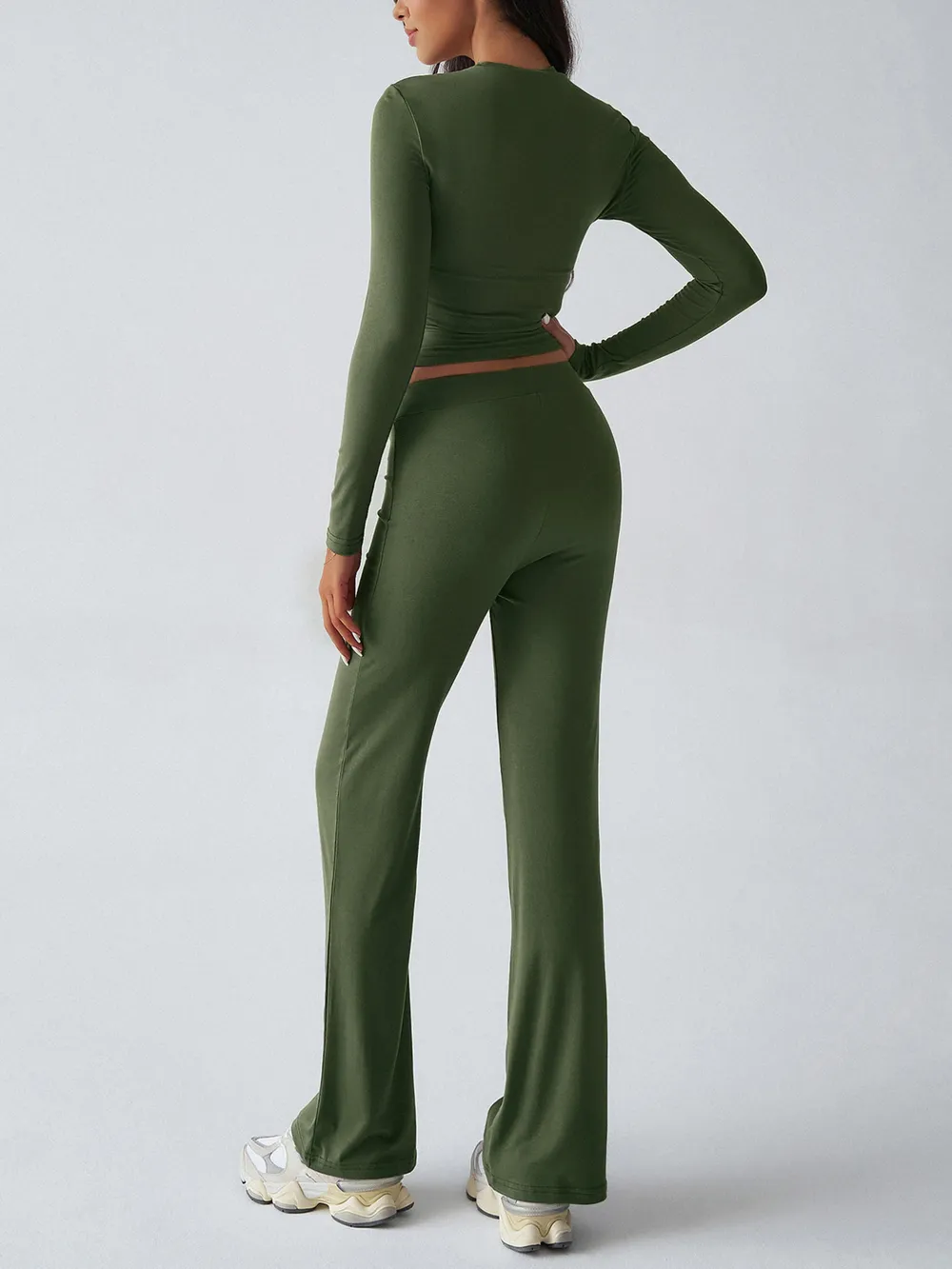 Round Neck Long Sleeve Top and Pants Set, image 4