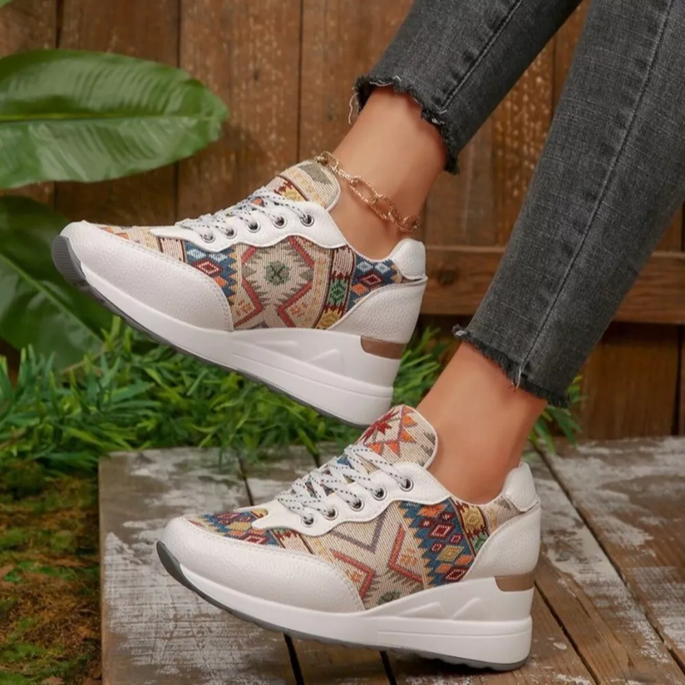 Lace Up Wedge Sneakers, image 3