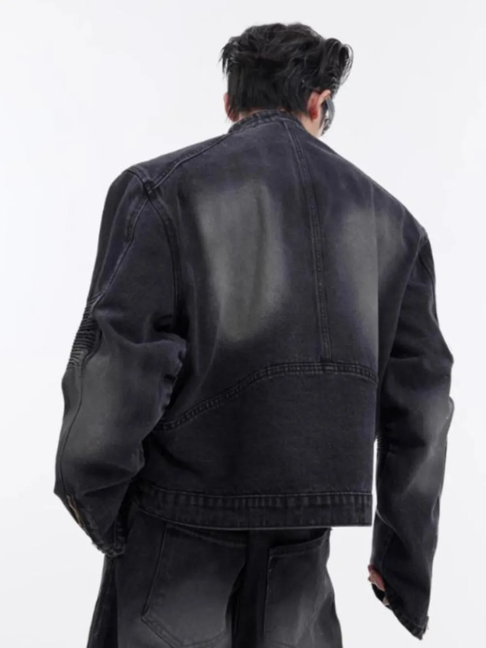 Men's Zip Up Long Sleeve Denim Jacket, image 5
