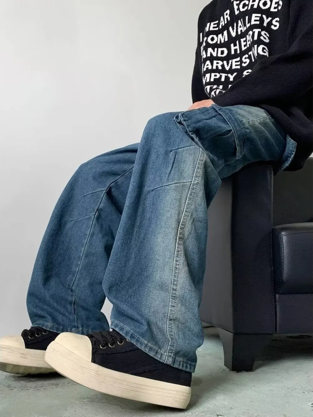 Men's Full Size Cargo Wide Leg Baggy Jeans Plus Size, image 5