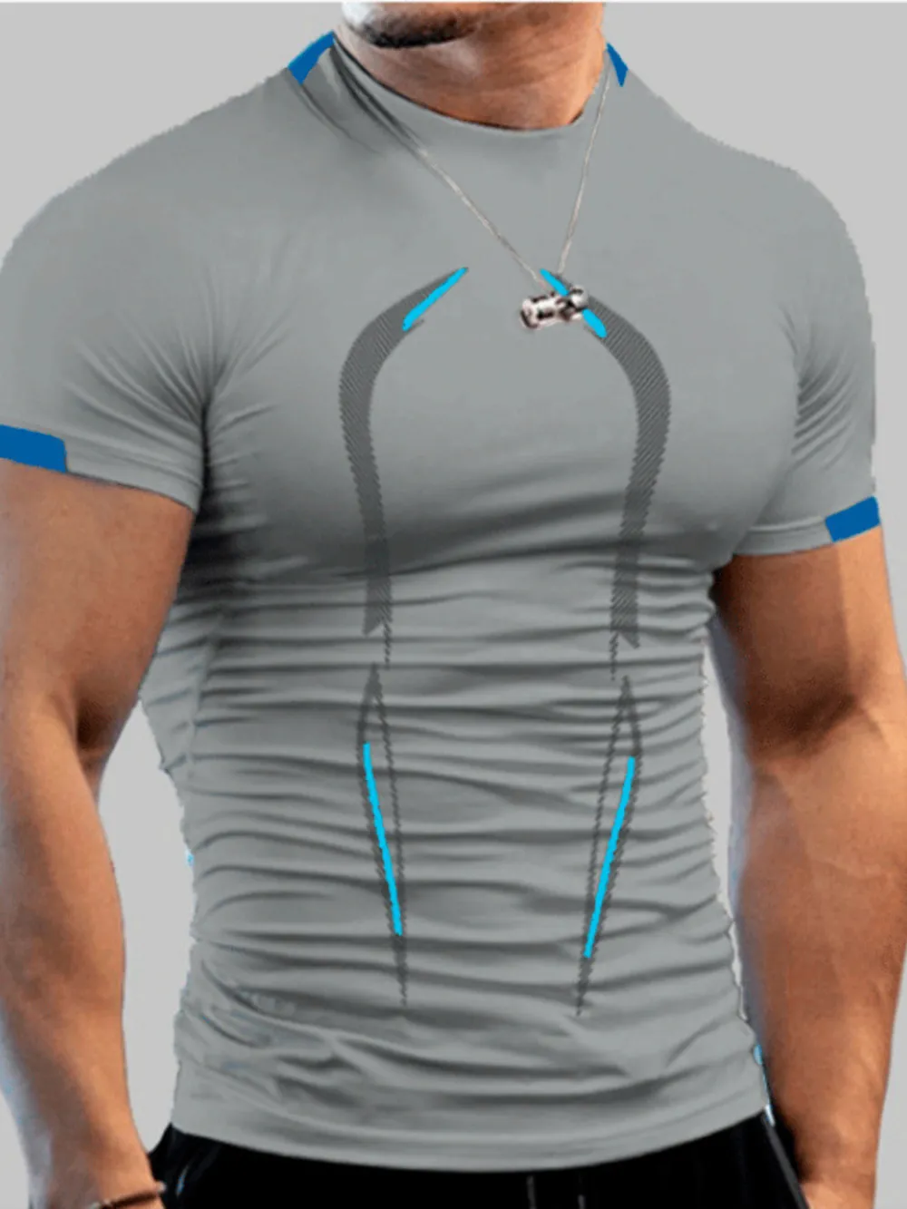 Men's Full Size Mock Neck Short Sleeve Active T-Shirt Plus Size, image 6