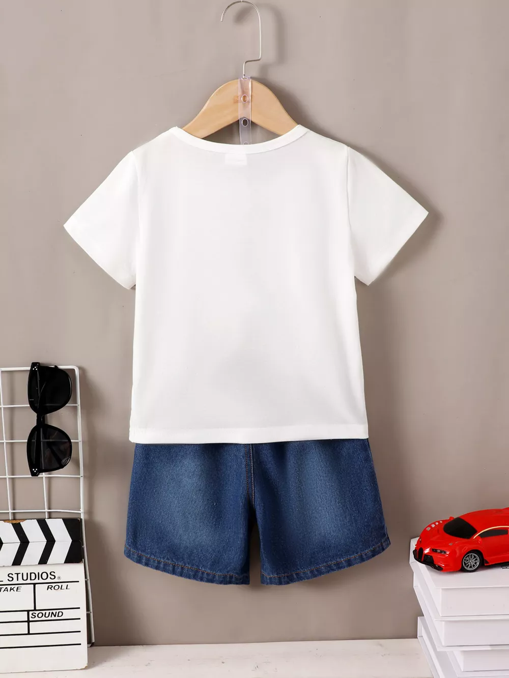 Children's Truck Graphic Tee & Ripped Denim Shorts Set, image 2