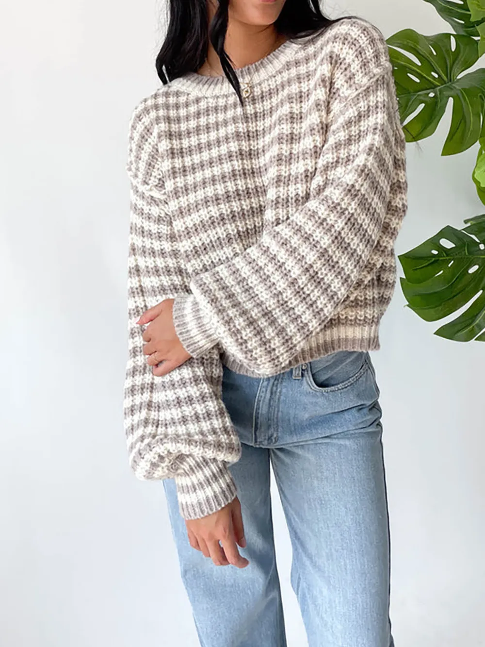 Oversized Striped Drop Shoulder Sweater, image 11