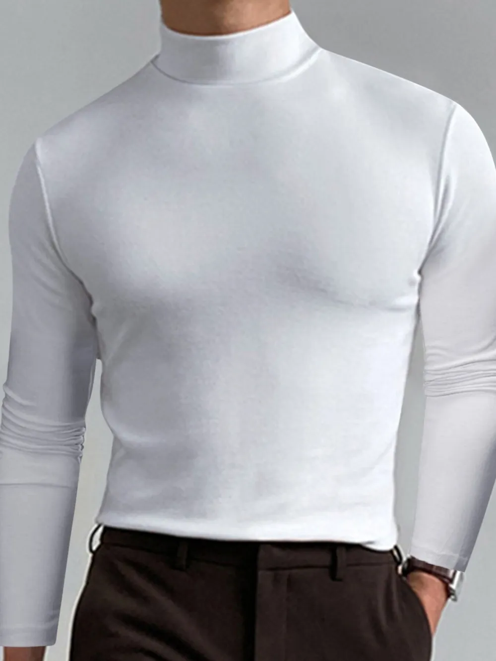 Men's Full Size Turtleneck Long Sleeve T-Shirt Plus Size, image 4