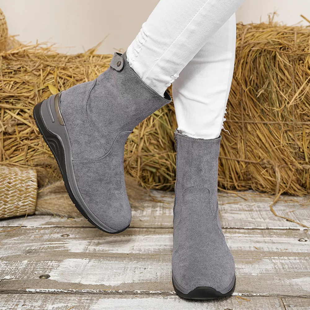 Suede Ankle Boots with Wedge Heel, image 14