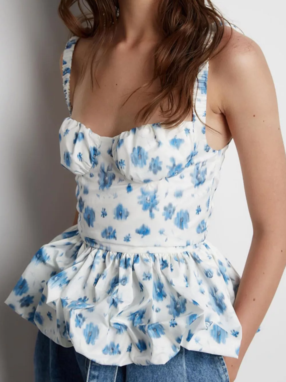Floral Print Ruffle Hem Tank, image 3