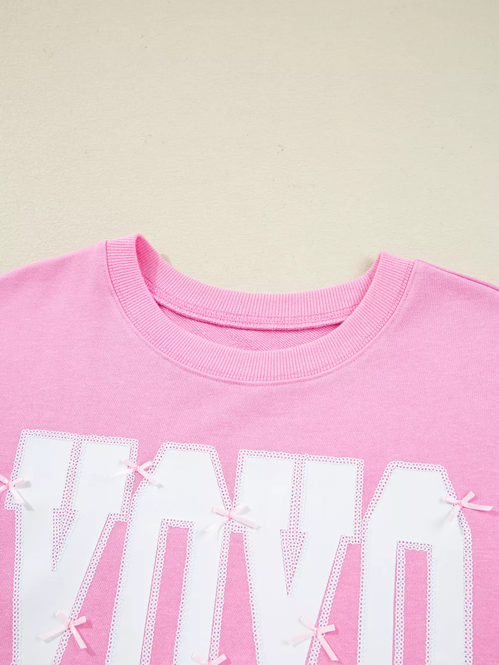 Sequin XOXO Letter Graphic Exposed Seam Baggy Sweatshirt, image 9