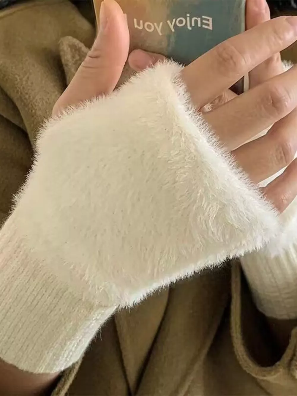 Fuzzy Cuff Fingerless Gloves, image 5