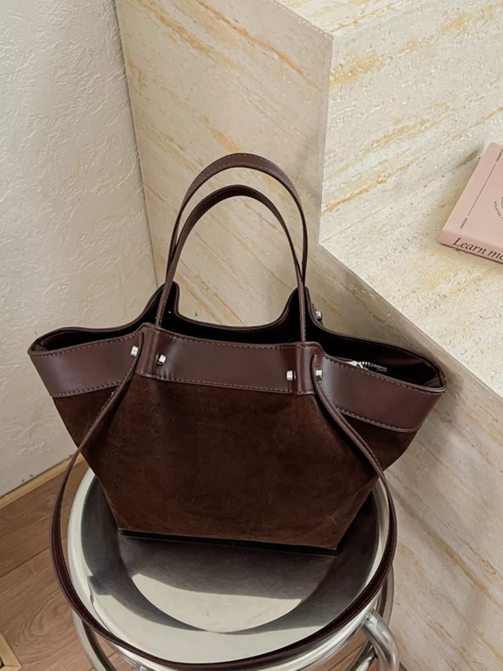 Leather Trim Tote Bag, image 8