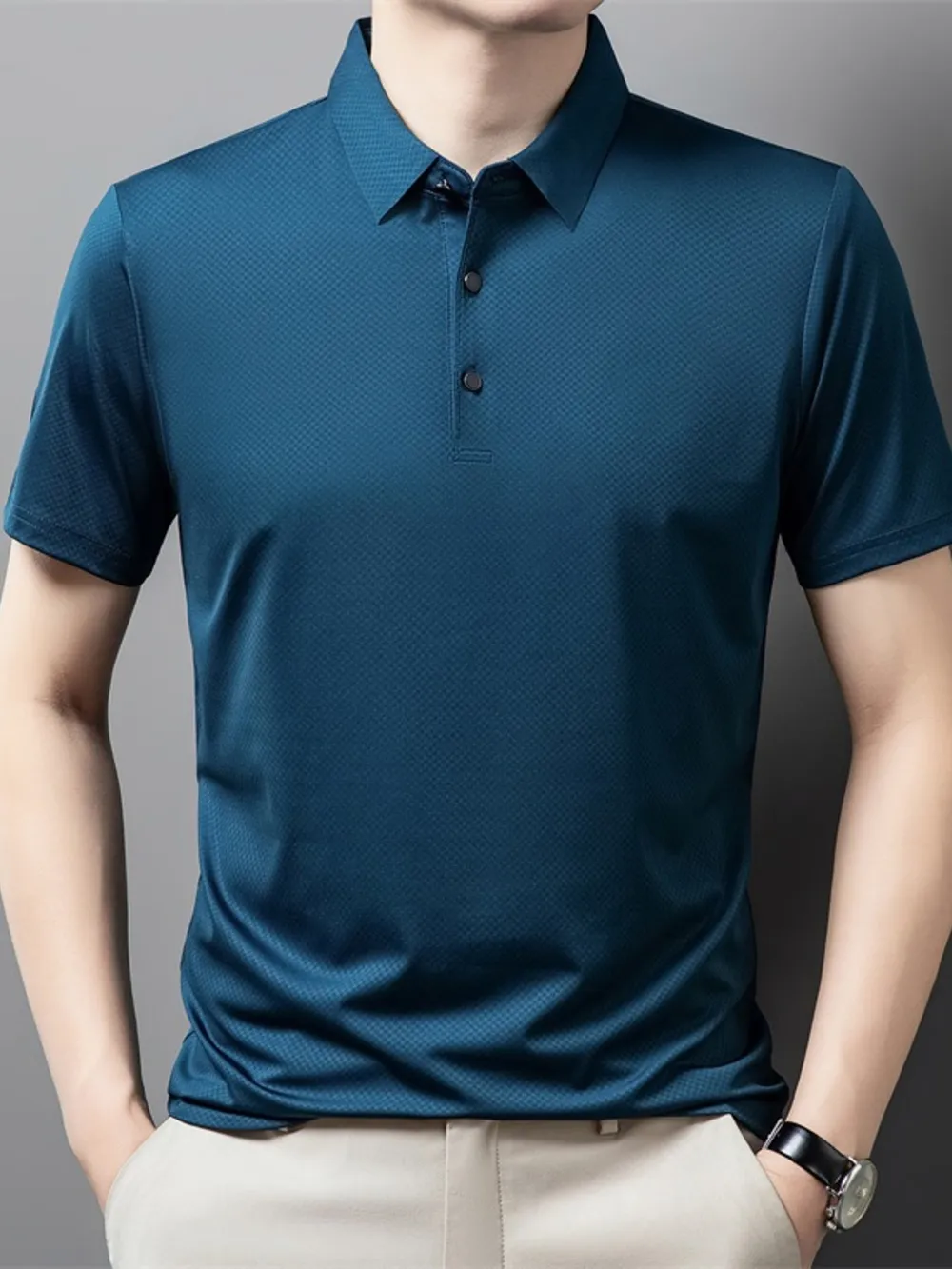 Men's Plus Size Casual Breathable Quick-Dry Polo Shirt, image 3