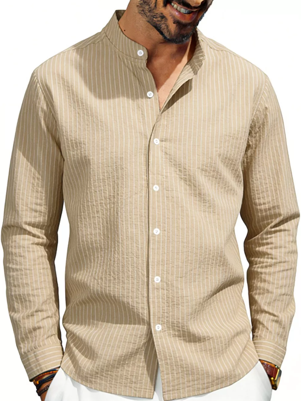 Men's Full Size Striped Long Sleeve Shirt Plus Size, image 8