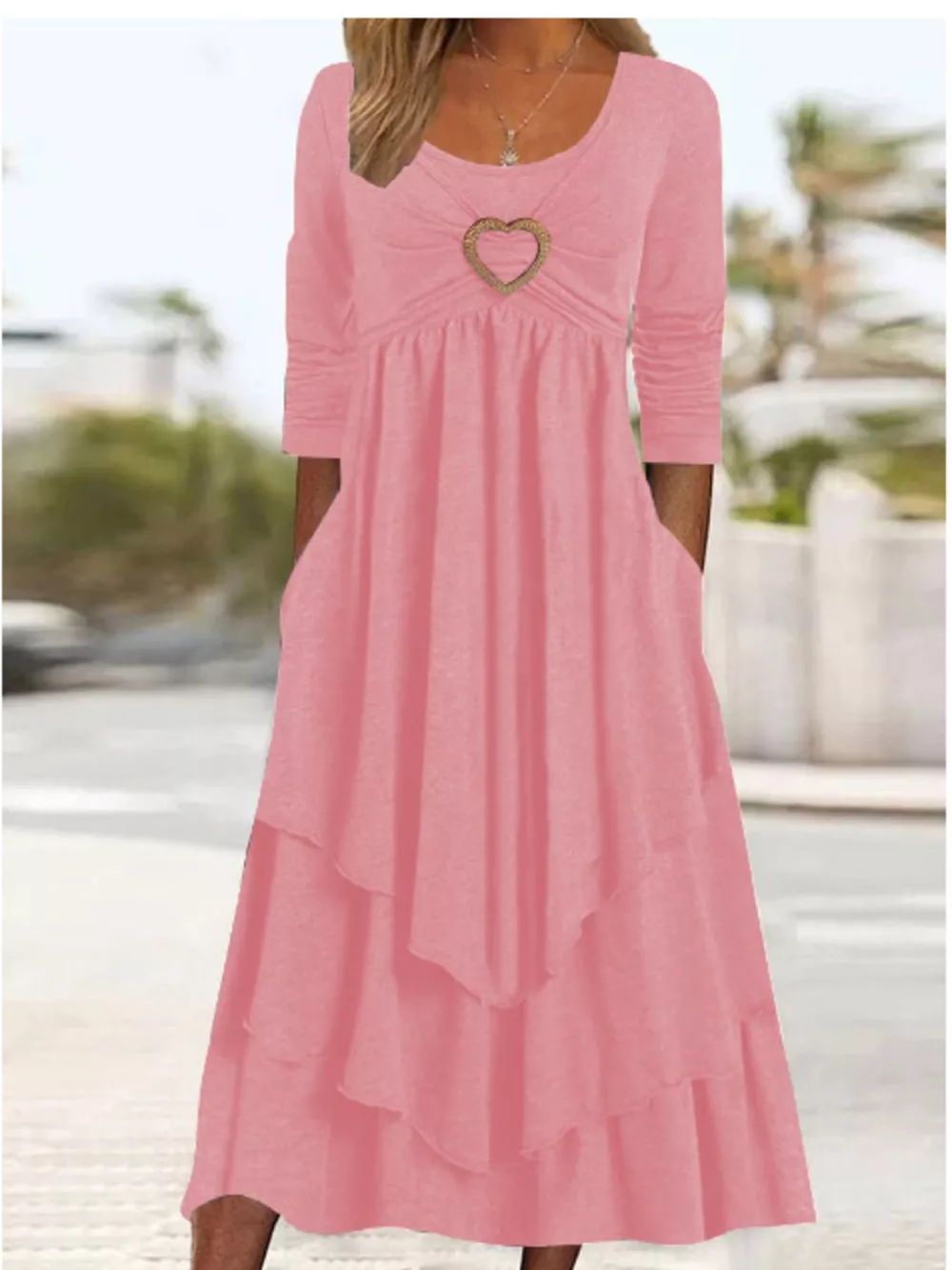 Full Size Heart-Decor Layered Midi Dress Plus Size, image 16