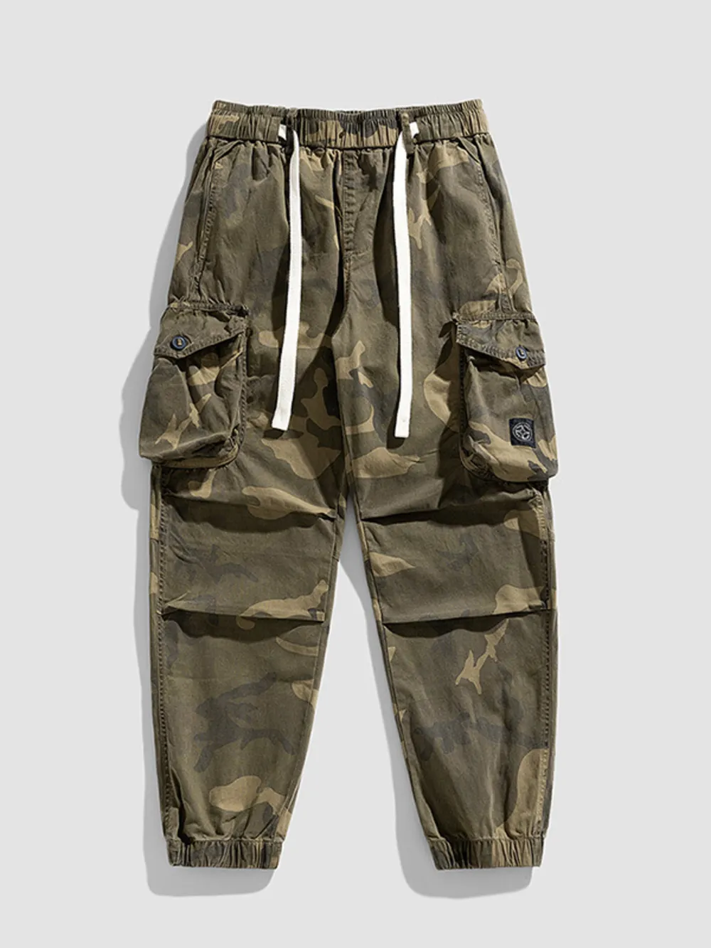 Men's Plus Size Camouflage Cargo Pants with Drawstring, image 2