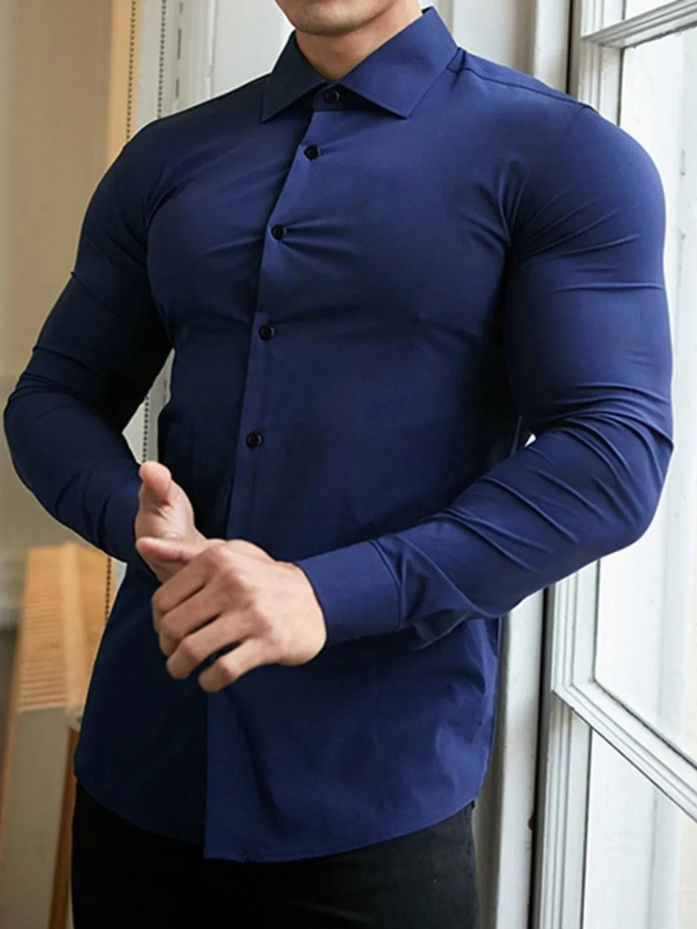 Men's Plus Size Button Up Long Sleeve Shirt, image 4