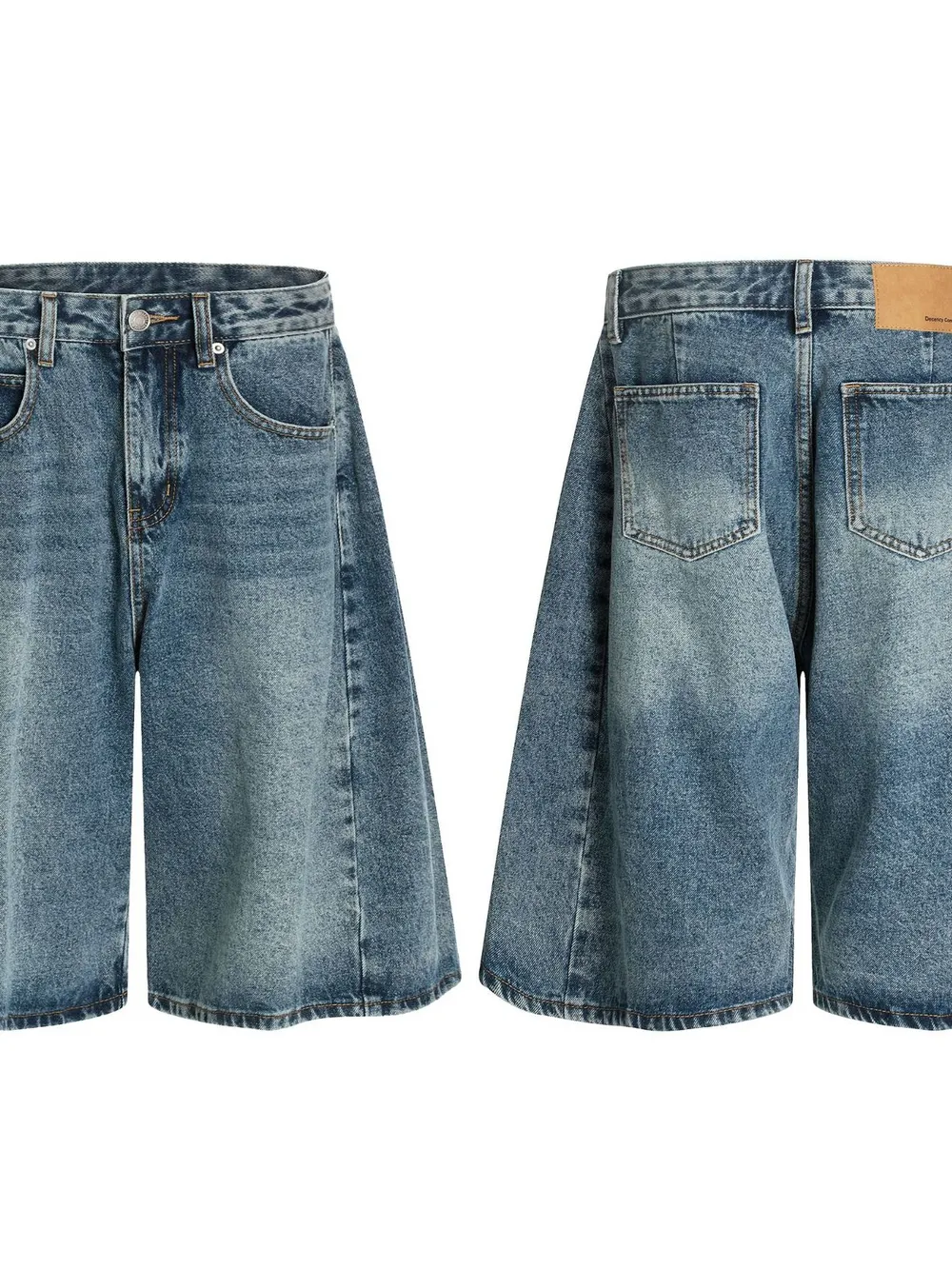 Men's Washed Wide-Leg Denim Shorts, image 4