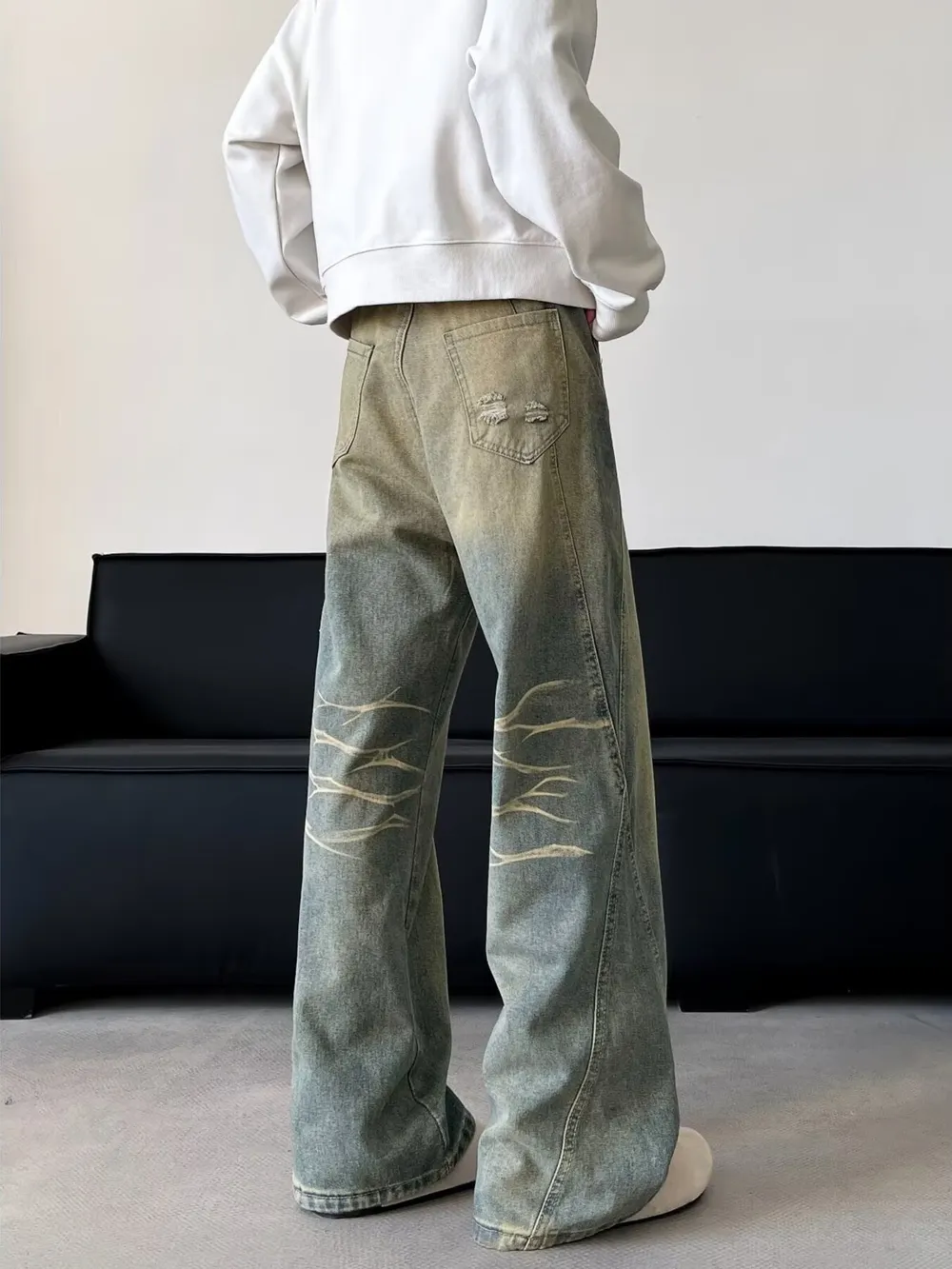Men's Full Size Vintage Wash Wide Leg Jeans Plus Size, image 5