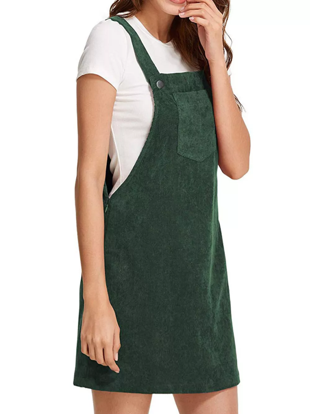 Corduroy Wide Strap Overall Dress, image 11