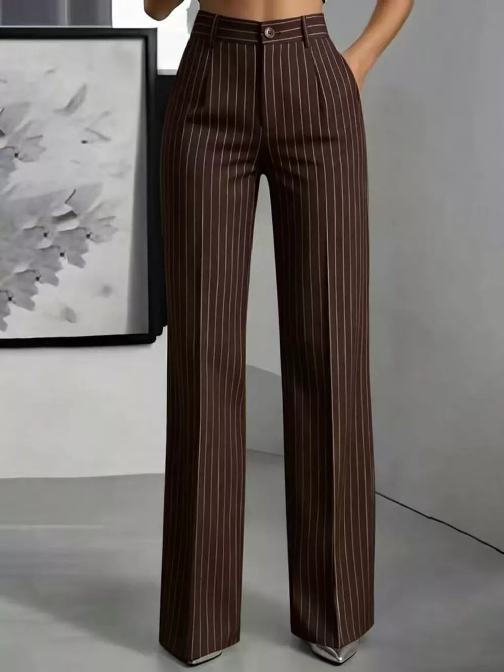 High-Waisted Striped Wide-Leg Pants, image 14