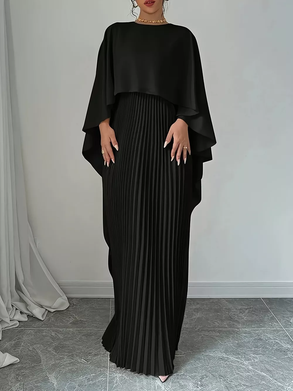 Cape Pleated Maxi Dress, image 7