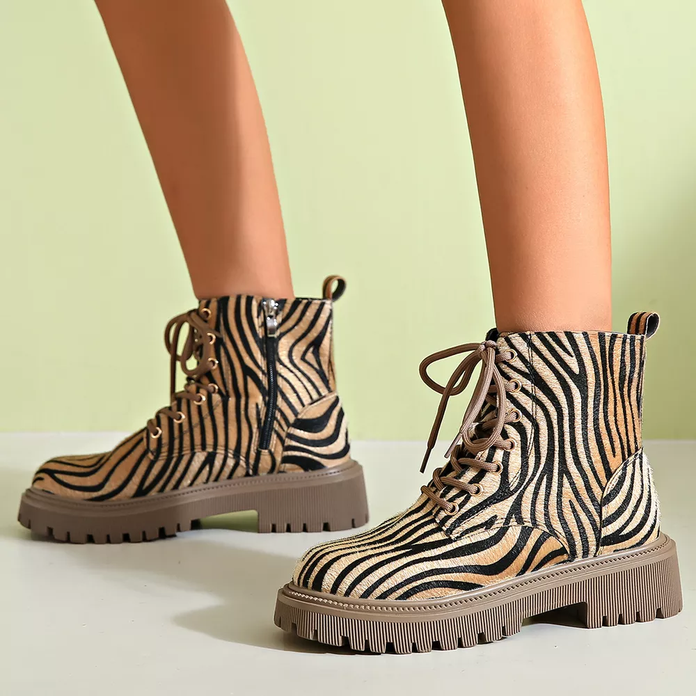 Animal Print Lace-Up Ankle Boots, image 7