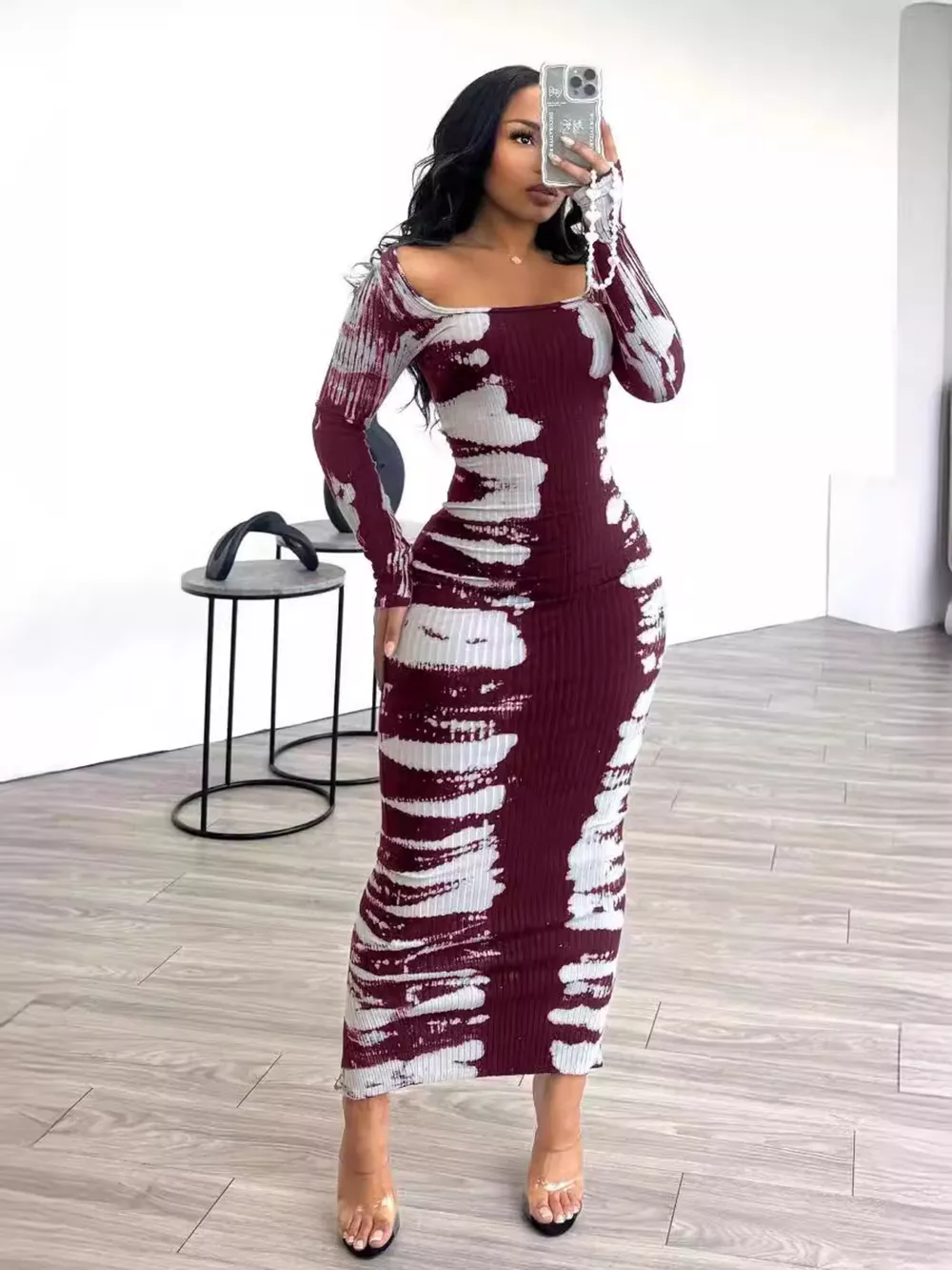 Tie-Dye Long Sleeve Maxi Dress, image 7