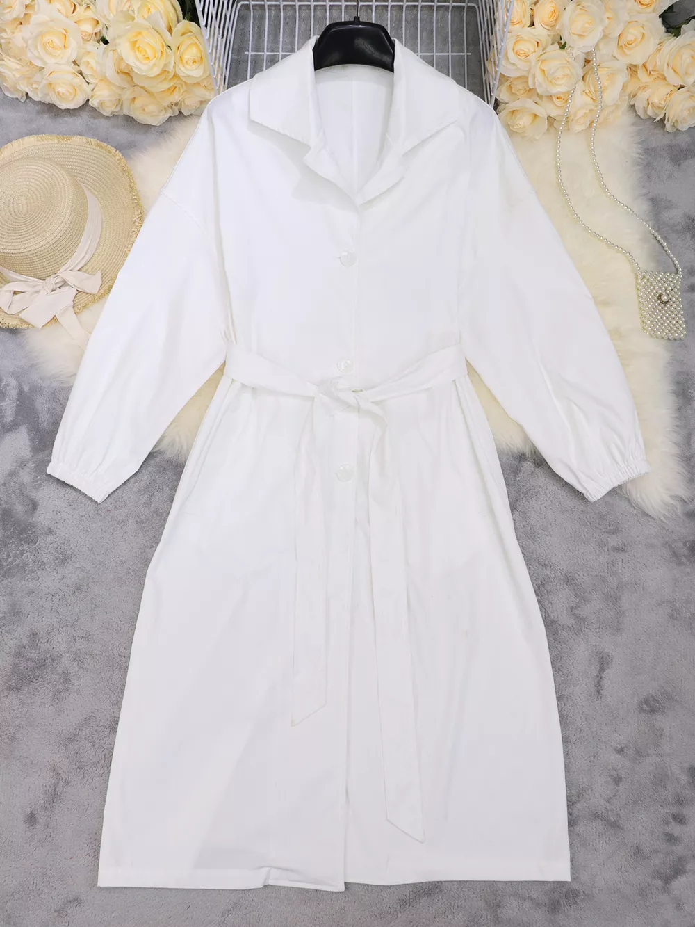 Tie Waist Midi Shirt Dress, image 6